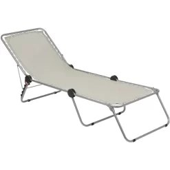 Lafuma Mobilier Siesta L Lounger Batyline With Cannage Phifertex, Beige/gris