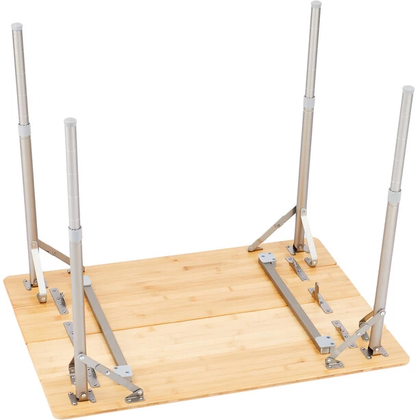 CAMPZ Table En Bambou 80x60x65cm Avec Filet De Rangement, Marron – Image 5