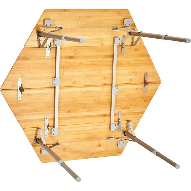 CAMPZ Hexa Table Pliante En Bambou 100x86x40/60cm, Marron – Image 3