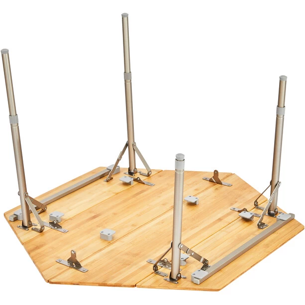 CAMPZ Hexa Table Pliante En Bambou 100x86x40/60cm, Marron – Image 4