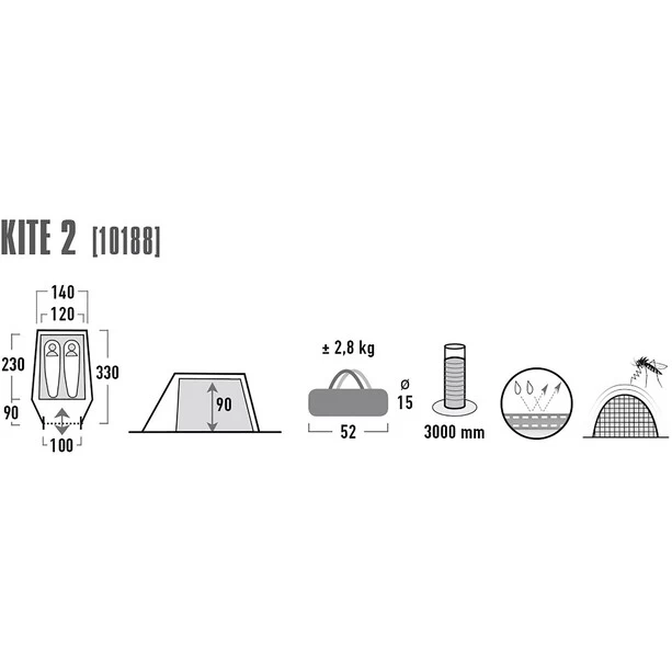 High Peak Kite 2 Tente, Olive – Image 3