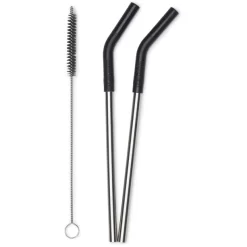 Klean Kanteen Paille 2 Paquets 8 Mm, Argent/noir