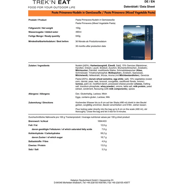 Trek'n Eat Repas Outdoor Végétarien – Image 3