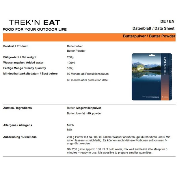 Trek'n Eat Petit Déjeuner Outdoor 250g, Butter Puder – Image 3